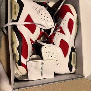 Jordan 6 Carmine White & Red Basketball Sneakers